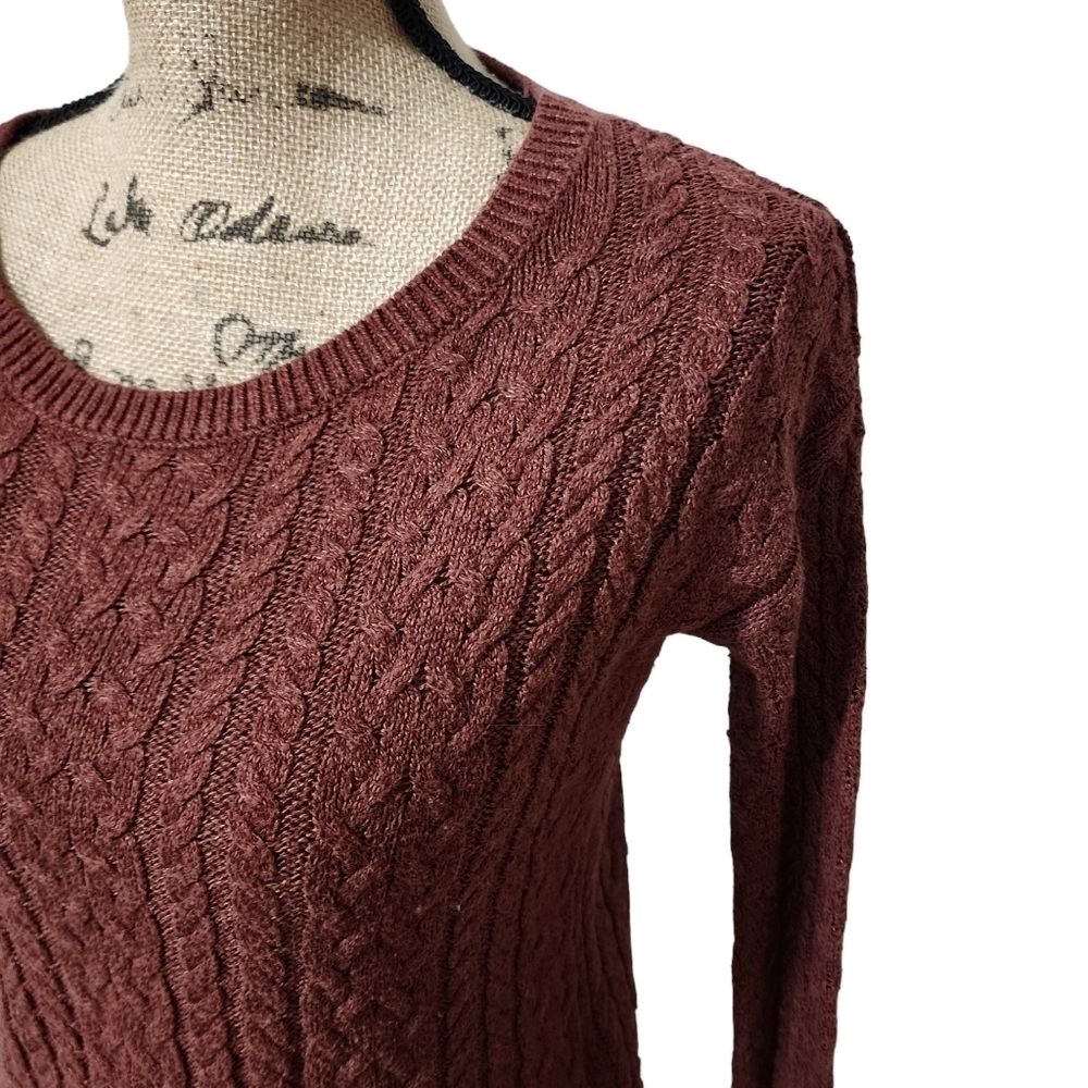 American Eagle Crew Neck Cable Knit Zip Side Sweater - Small - Picture 3 of 8